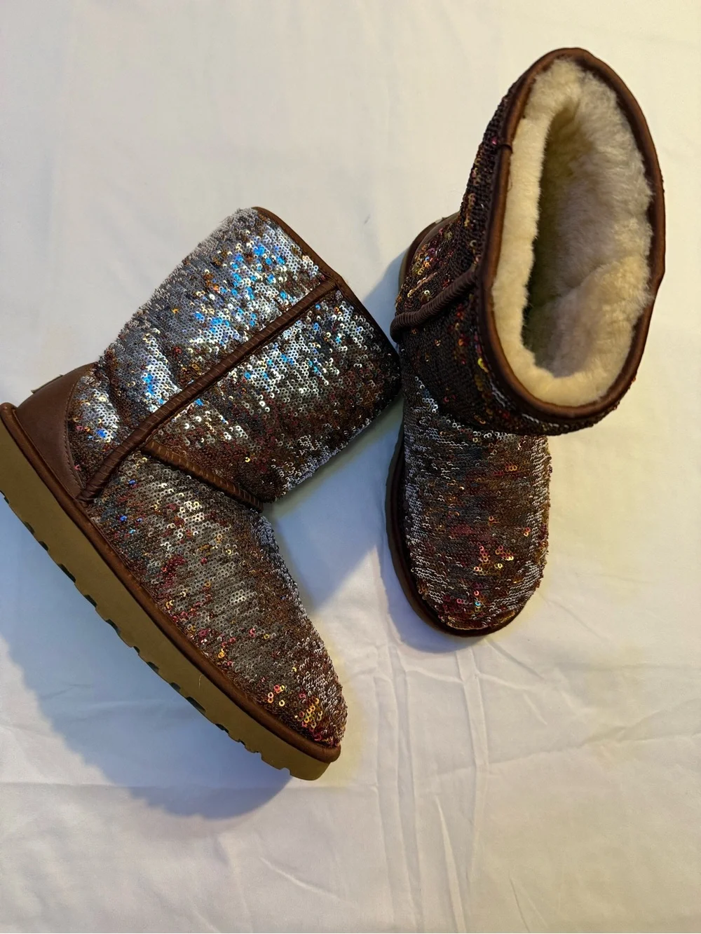 UGG Brown Sequin Shearling Boots